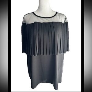 JONES NEW YORK Elegant Black Pleated Sheer Net Top NEW WITH TAGS Sz 1X